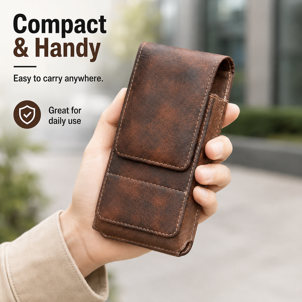 ⚡ Big Discount | Waist Belt Cell Phone Pouch 📱 Multi-Pocket Leather Holster with Card Holder