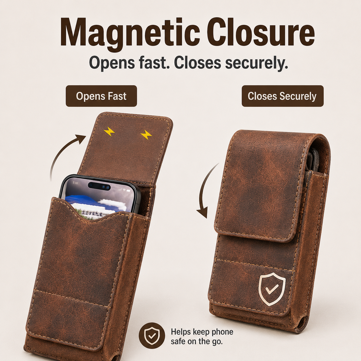 ⚡ Big Discount | Waist Belt Cell Phone Pouch 📱 Multi-Pocket Leather Holster with Card Holder