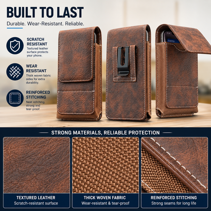 ⚡ Big Discount | Waist Belt Cell Phone Pouch 📱 Multi-Pocket Leather Holster with Card Holder