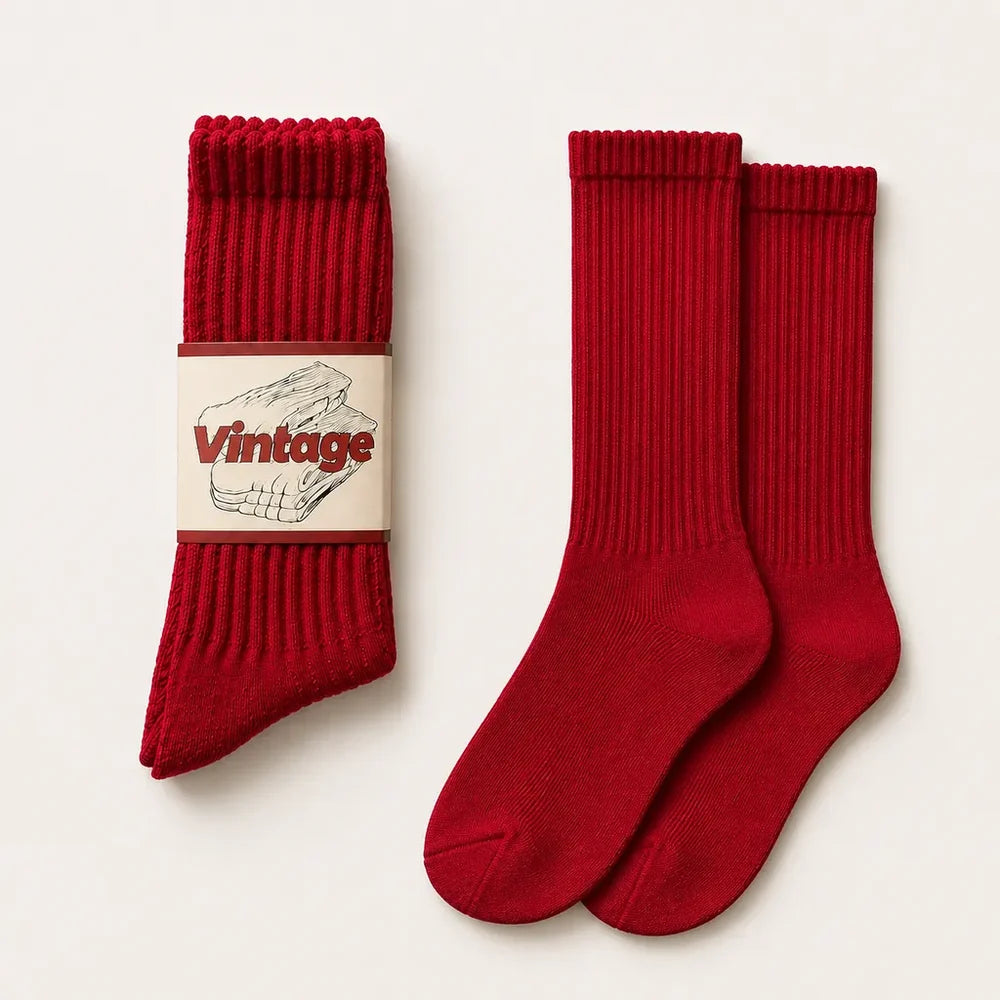 Signature Vintage Scrunch Cotton Crew Socks