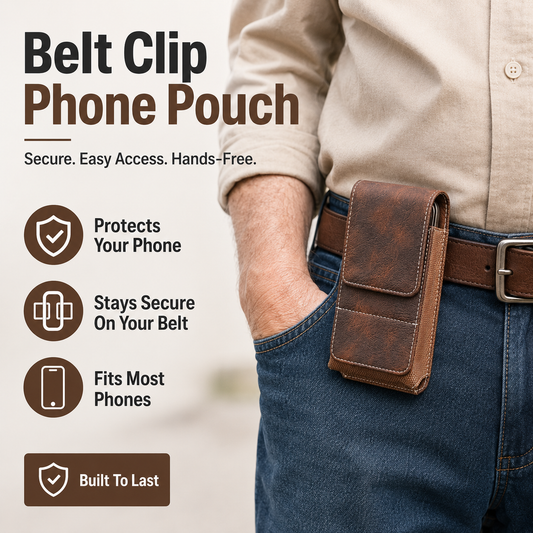 ⚡ Big Discount | Waist Belt Cell Phone Pouch 📱 Multi-Pocket Leather Holster with Card Holder